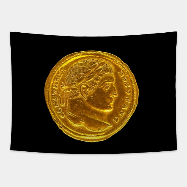 Ancient Antique Roman Emperor Golden Coin for Numismatist Tapestry by CONCEPTDVS