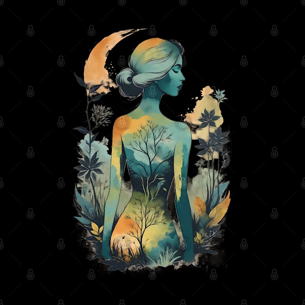 Vintage Nature Muse. Female body. by T-Shirt Paradise