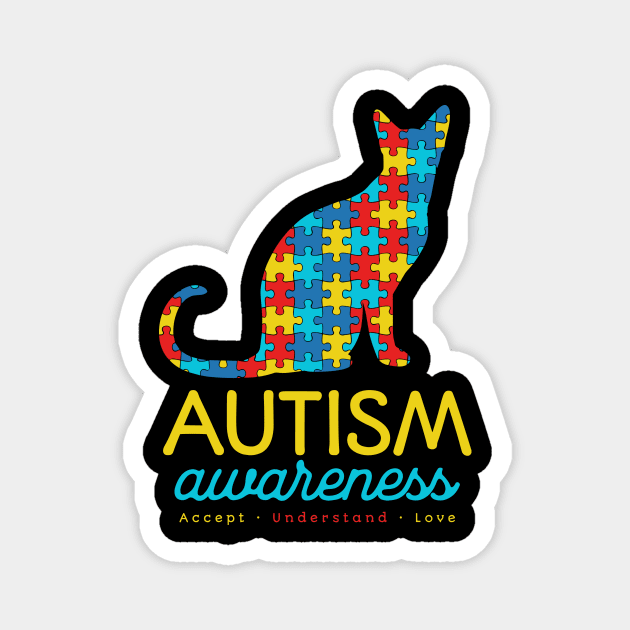Cat Autism Awareness Magnet by The WYLD Tribe