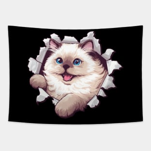 Funny Cut Out Cat Selfie Tapestry