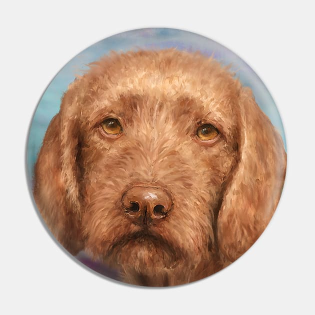 Painting of a Brown Wirehaired Vizsla Pin by ibadishi