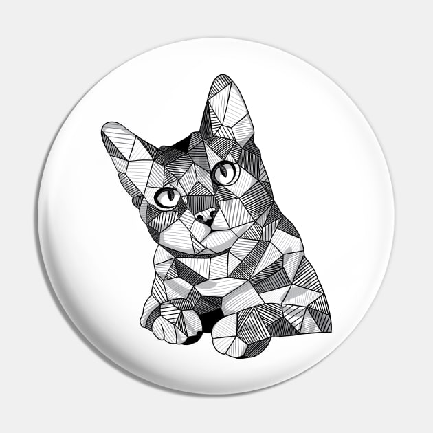 Geometric Doodle Intrigued Cat Pin by polliadesign