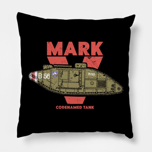 MARK V LANDSHIP - WW1 Tank Pillow by Distant War