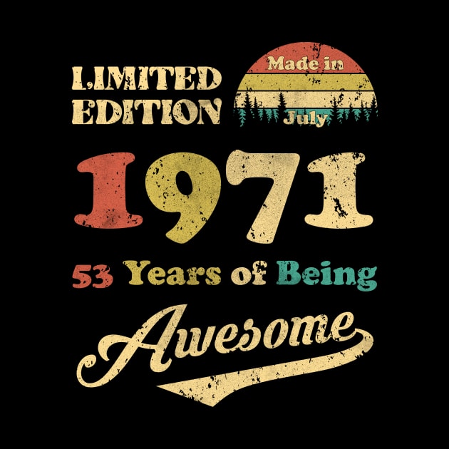 Made In July 1971 53 Years Of Being Awesome Vintage 53rd Birthday by myreed