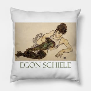 Reclining Woman with Green Stockings (1917) by Egon Schiele Pillow