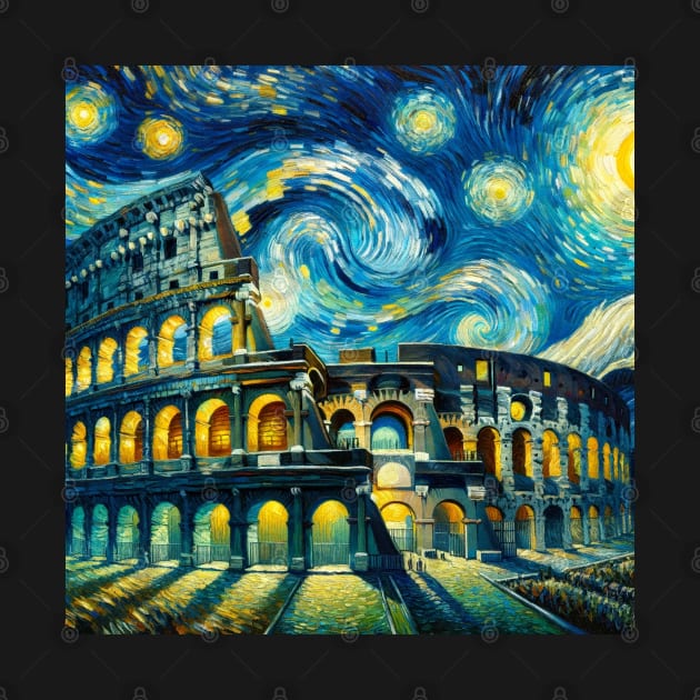 Colosseum Starry Night - Beautiful Iconic Places by Edd Paint Something