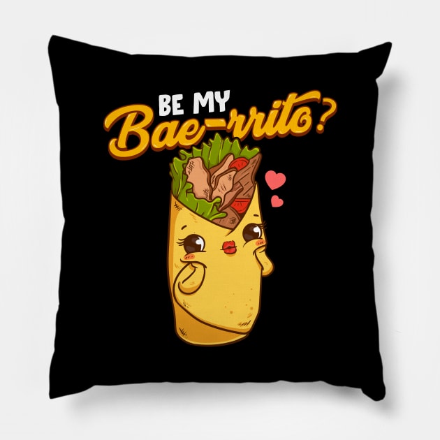 Cute & Funny Be My Bae-rrito Bae Burrito Pun Pillow by theperfectpresents