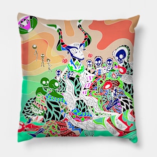 deadly alien canvas, the coven witch in mandala ecopop Pillow