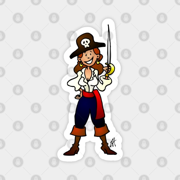 Pirate girl Magnet by Cardvibes