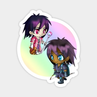 kawaii manga style sorcerer and elf archer for dnd and fantasy fans Magnet
