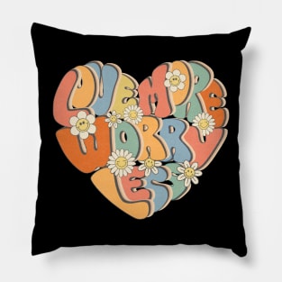 Retro Love More Worry Less Pillow