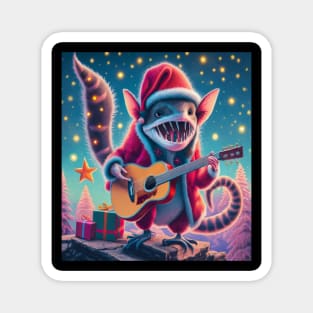 Christmas tree shark possum playing guitar Magnet