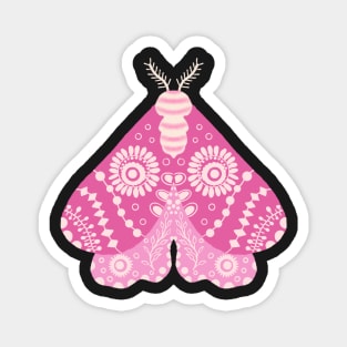 Folk Art Moth in Hot Pink Magnet