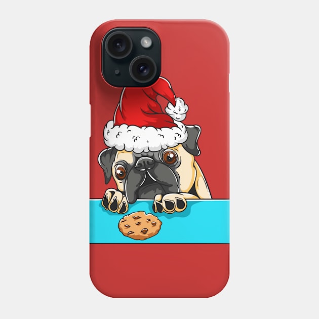 Pug Dog with Santa Claus Hat Funny Christmas Gift Phone Case by creative