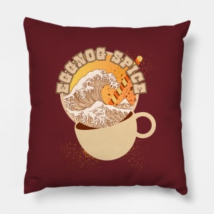 GREAT WAVE OF EGGNOG SPICE, HOLIDAY COFFEE FLAVOR TSUNAMI, CANDY SWIZZLE STYLE Pillow