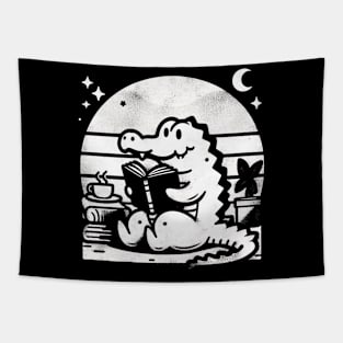 Funny Bookworm Alligator Vintage Tapestry