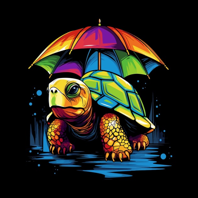 Tortoise Rainy Day With Umbrella by JH Mart