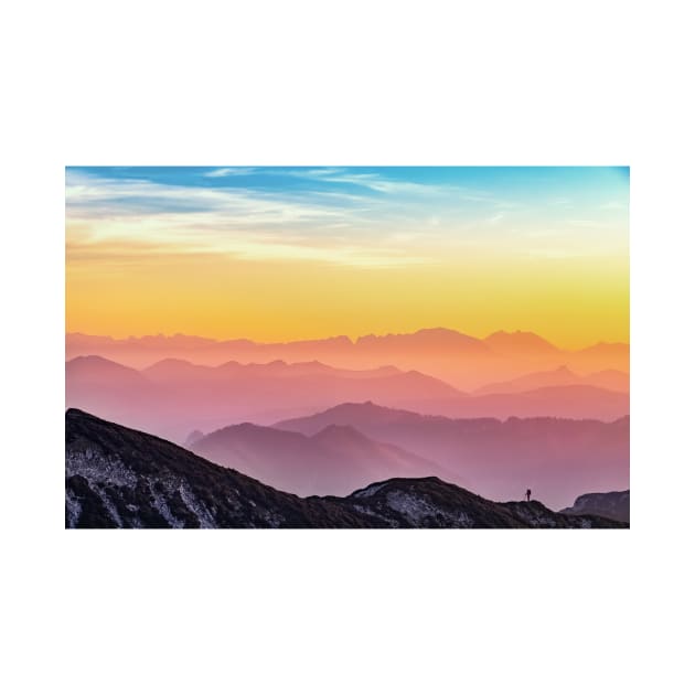Radiant Horizon: A Colorful Sunset Captured by aestheticand