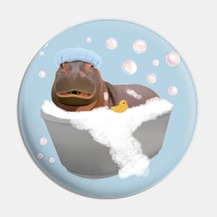 Cute Baby Hippo Bathtime Pin