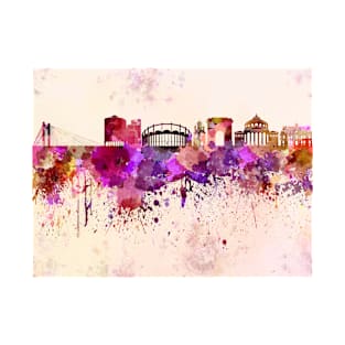 Bucharest skyline in watercolor background T-Shirt