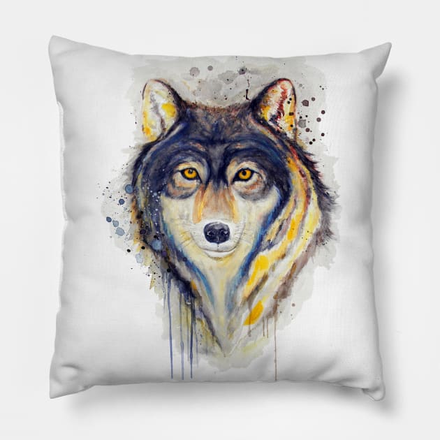 Wolf Head Pillow by Marian Voicu