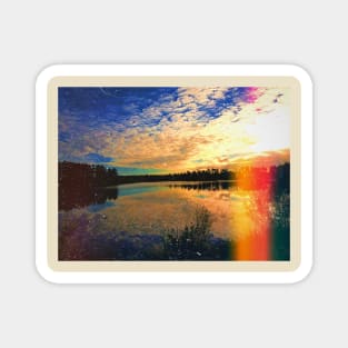 Retro Vintage Tumblr Landscape - Sky Reflection In Water Magnet