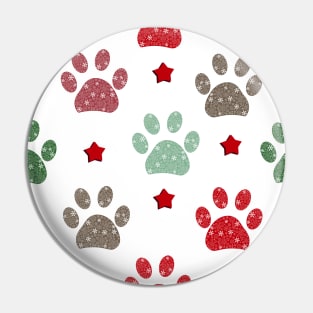 Paw print with snowflakes Pin