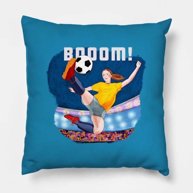 Booom! Soccer girl Pillow by SW10 - Soccer Art