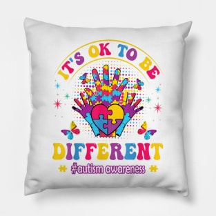 It's Ok To Be Different Autism Awareness Puzzle Pieces Pillow