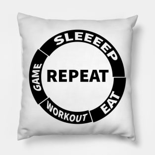 Sleep Eat Workout Game Repeat Pillow