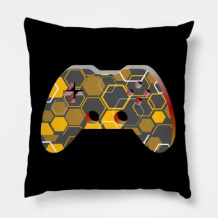 Honey Comb Yellow Pattern -Gaming Gamer Abstract - Gamepad Controller - Video Game Lover - Graphic Background Pillow