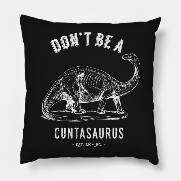 Don't Be A Cuntasaurus Pillow by Pushloop