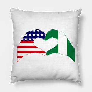 We Heart USA & Nigeria Patriot Flag Series Pillow