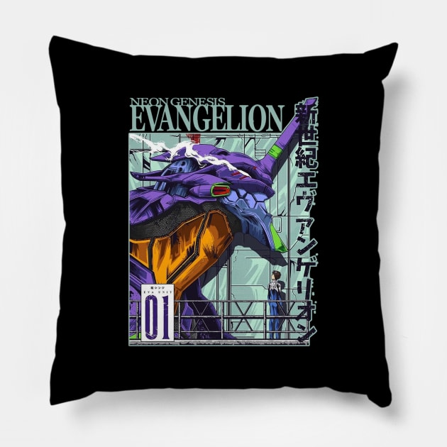 evangelion - neon genesis evangelion Pillow by Claessens_art