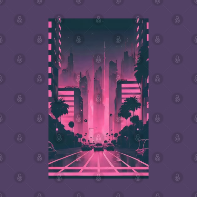 Vaporwave city aesthetic art by Spaceboyishere