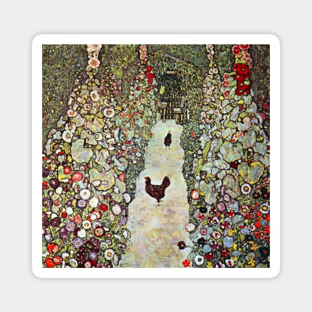 Garden Path with Chickens by Gustav Klimt Magnet by MasterpieceCafe