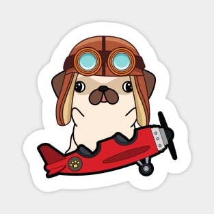 Cute pug is in a vintage plane Magnet