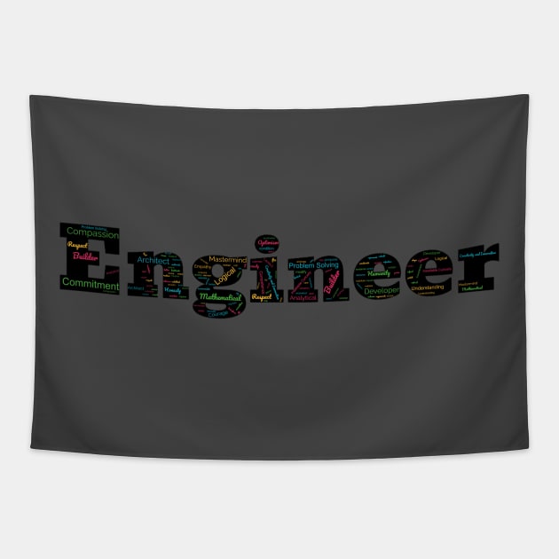 Engineer in words Tapestry by Wordandart