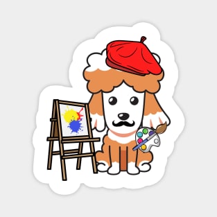 Funny poodle is a painter Magnet