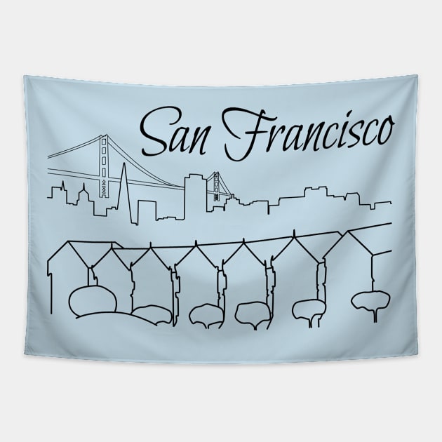 San Francisco Skyline Golden Gate Bridge Souvenir Tapestry by peter2art