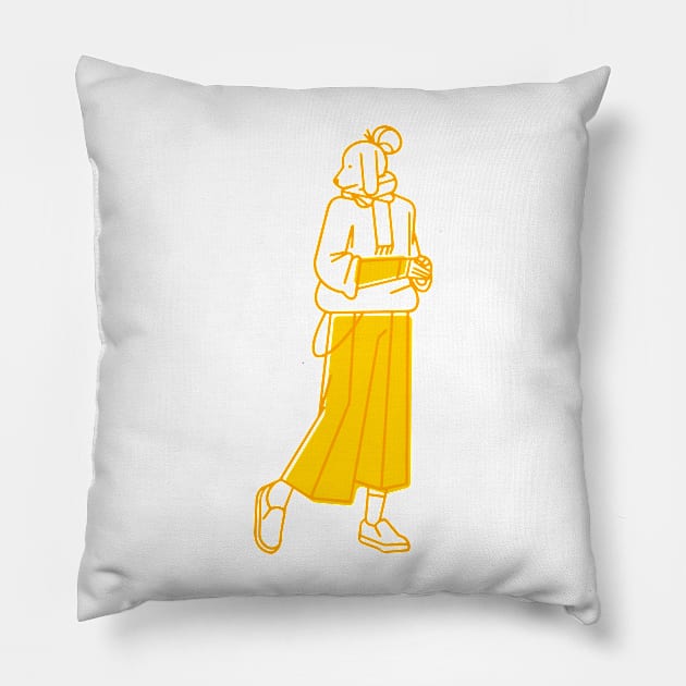 walking girl Pillow by Jackson