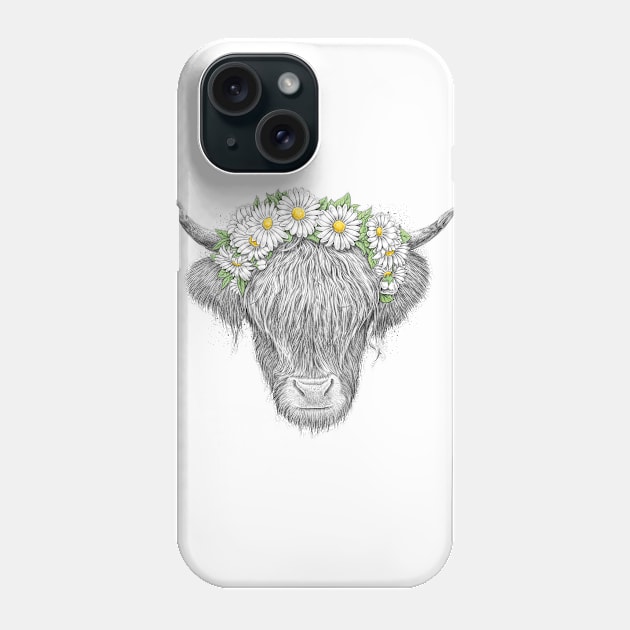 Highland cow Phone Case by NikKor