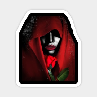 Woman with Red Rose and Hood Magnet