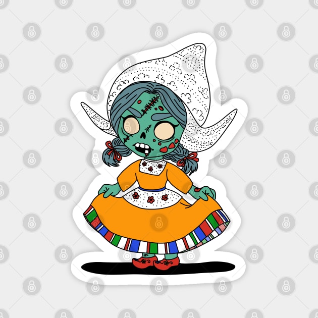 Cute Dutch Zombie Girl Magnet by H. R. Sinclair
