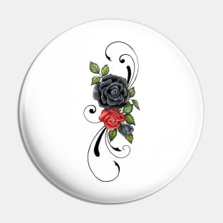 Black and Red Rose Pin