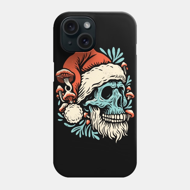 Santa Claus Skull with Fungi Phone Case by podtuts