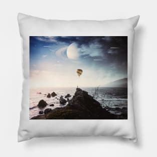 Balloon flying over the sea Pillow