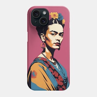 Frida's Vibrant Vision: Colorful Portrait Phone Case