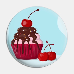Cupcake with cherry and chocolate Pin
