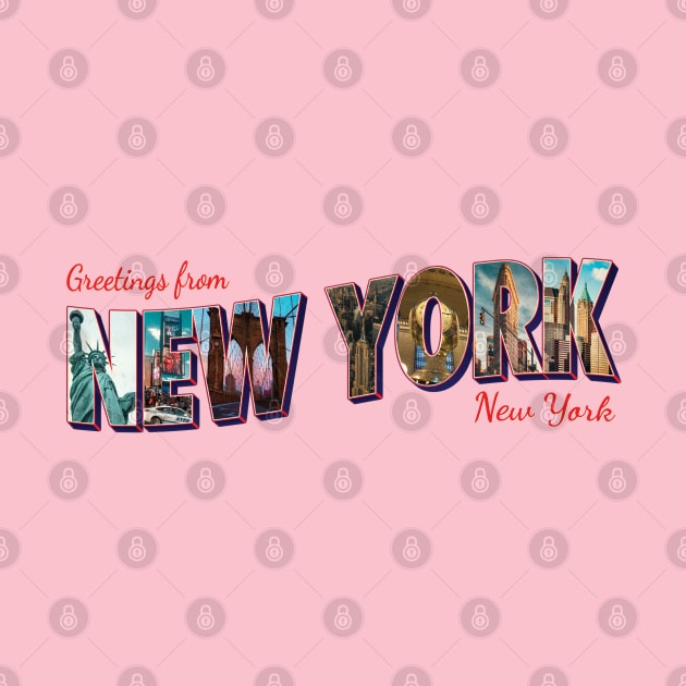 Greetings from New York City in New York vintage style retro souvenir by DesignerPropo
